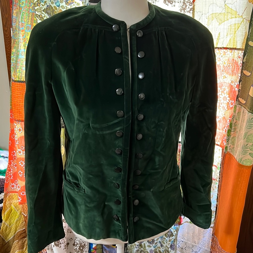 Vintage green velvet blazer Renaissance revival 1970s hippie